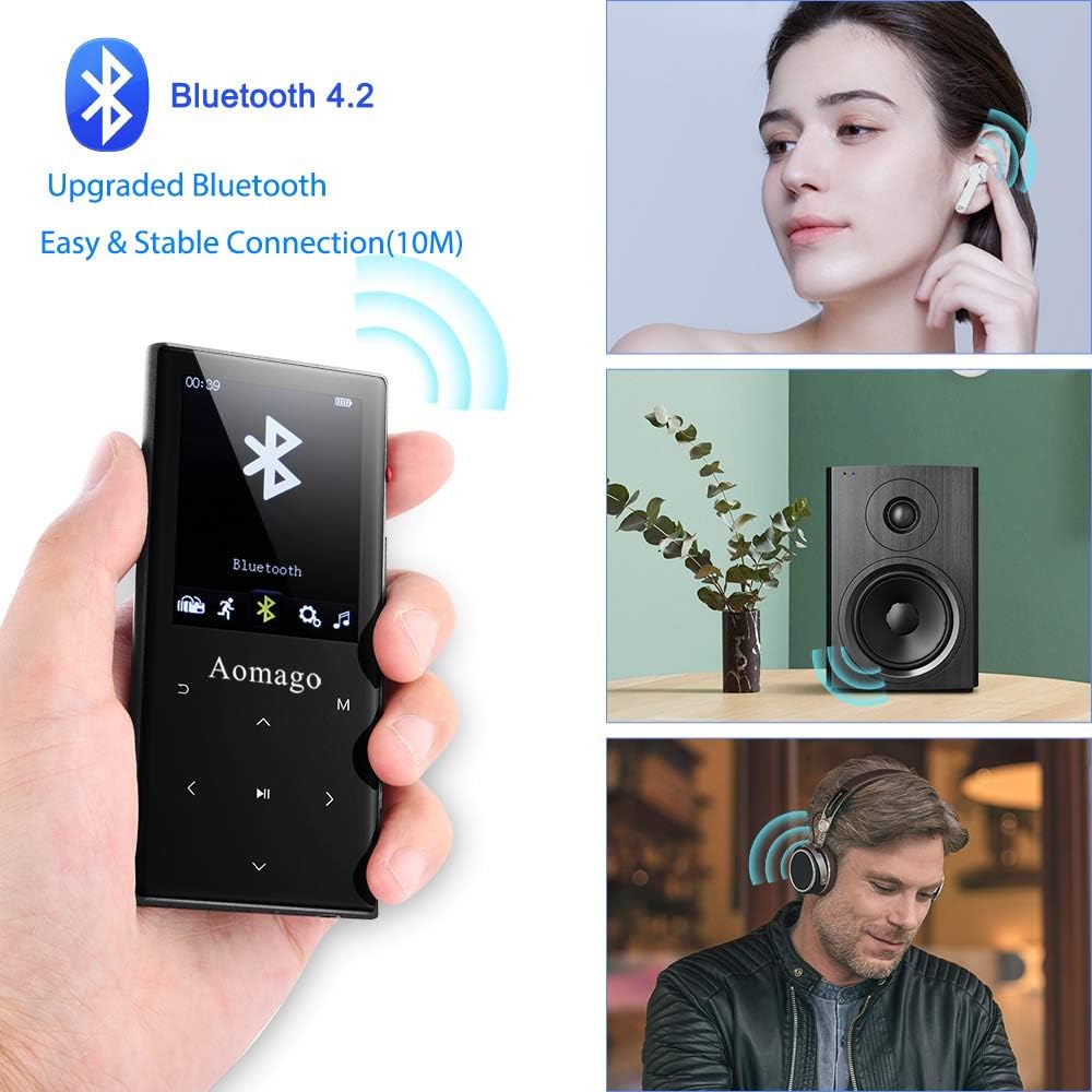 MP3 Player with Bluetooth 4.1 Built in Speaker, 2.4" Touch Screen, 16GB SD Card E437