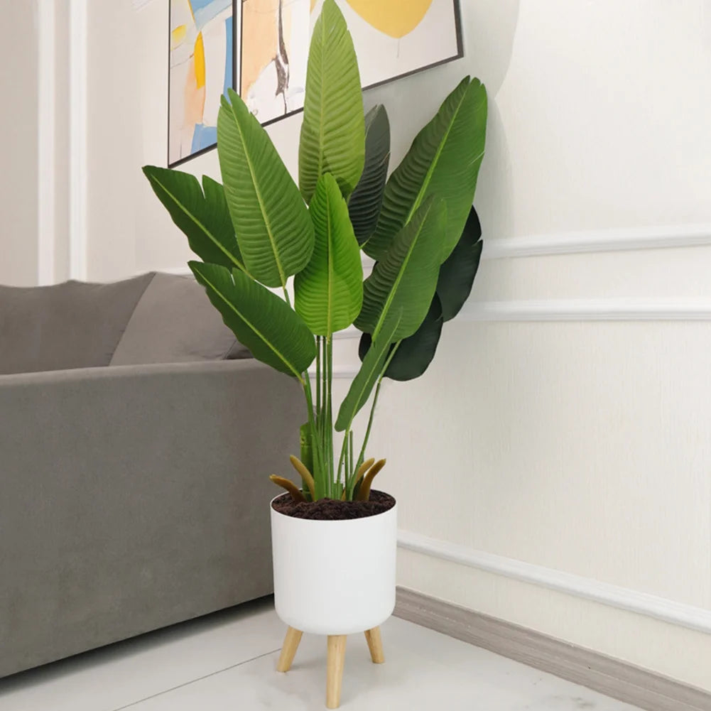 Indoor Planters Set with Wooden Legs Floor Standing Flower Pot W991253