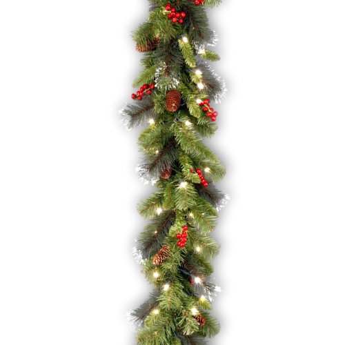 9 ft Pre-Lit Artificial Christmas Garland with 50 Warm White LED Lights O960460
