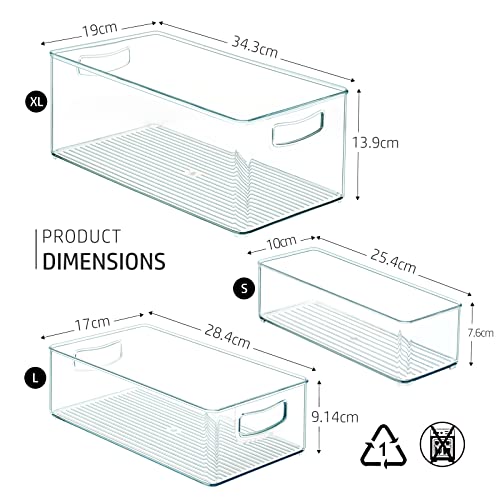8 PACK Stackable Clear Plastic Pantry Organizer Bins Z241