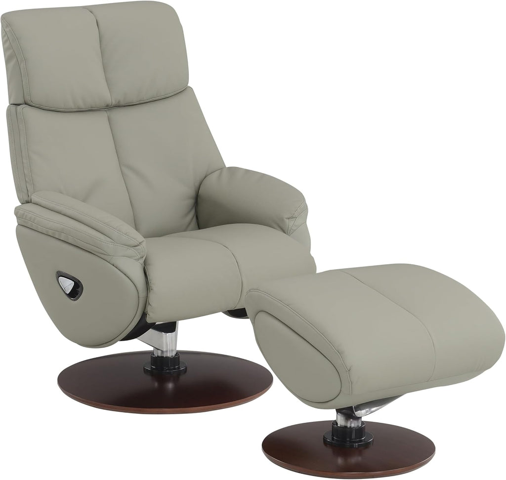 Gray Leather Swivel Chair with Ottoman A931090