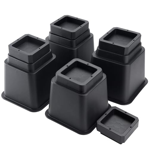 Adjustable Bed Risers Set of 4 (16 pcs Black) E9605