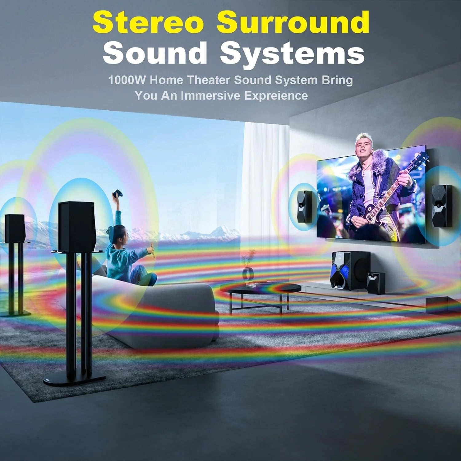 1000 Watts 5.1/2.1 Stereo Surround Sound System with 8-Inch Subwoofer K48778