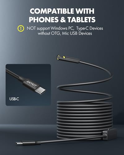 16.5ft Semi-Rigid Dual Lens USB Endoscope Camera with 8 Adjustable LED Lights N732
