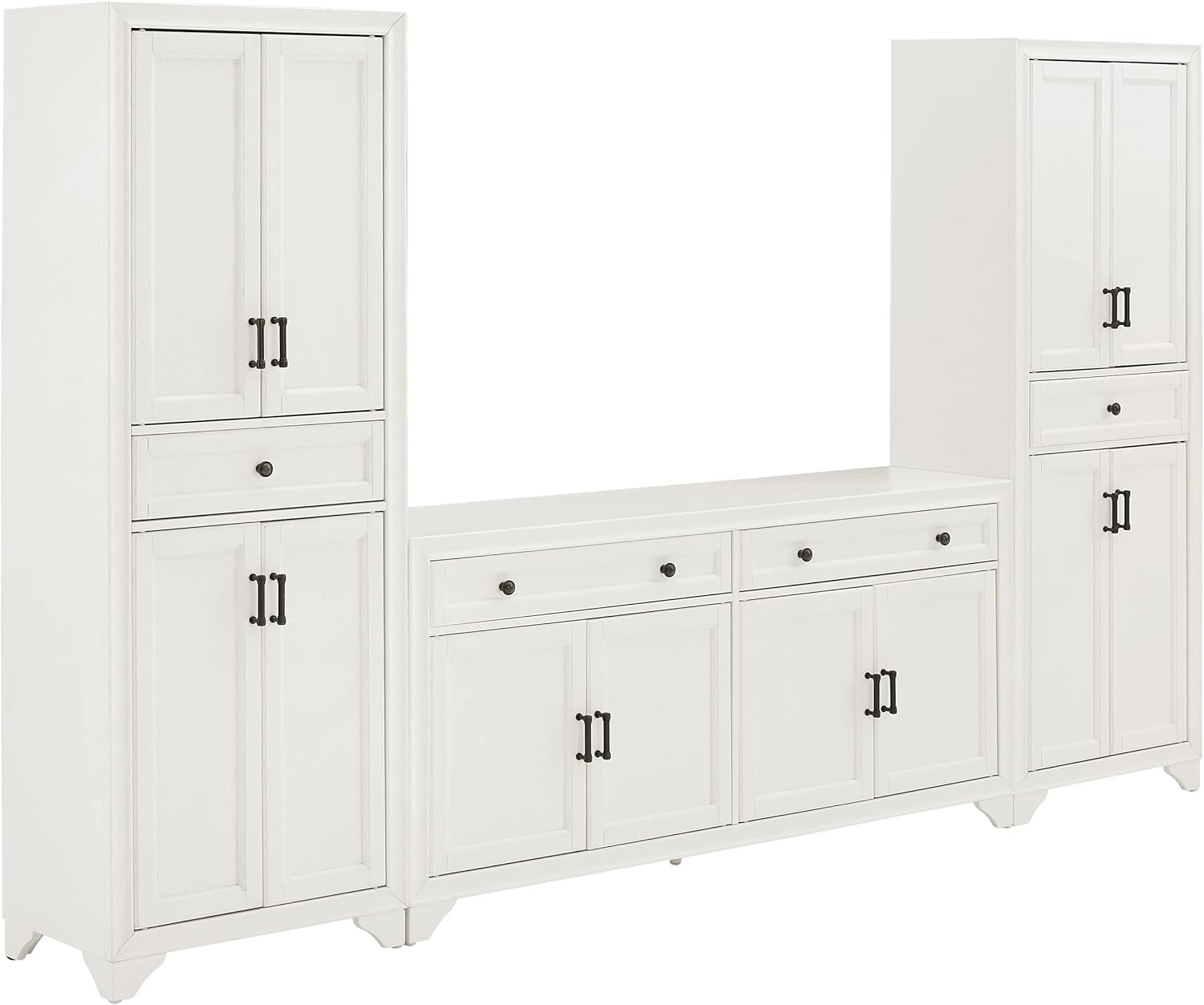 Distressed White 3-Piece Entertainment Set with Sideboard and 2 Storage Cabinets B91608
