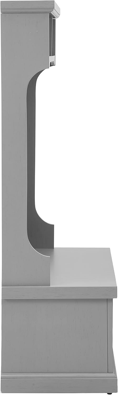 Distressed Gray Hall Tree with Coat Rack and Shoe Cabinet L780441