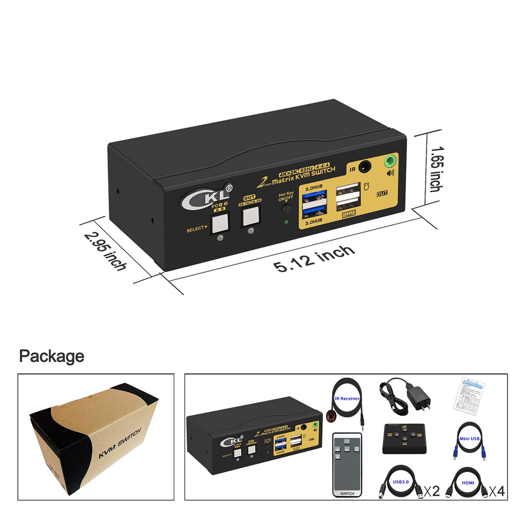 2x2 Matrix HDMI KVM Switch Dual Monitor USB 3.0 4K 60Hz X28269