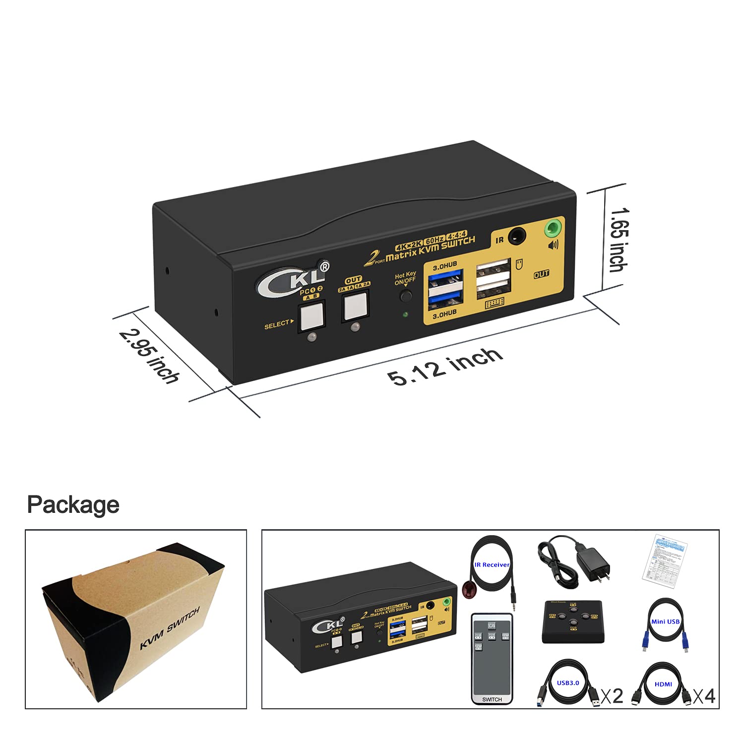 2x2 Matrix HDMI KVM Switch Dual Monitor USB 3.0 4K 60Hz X28269