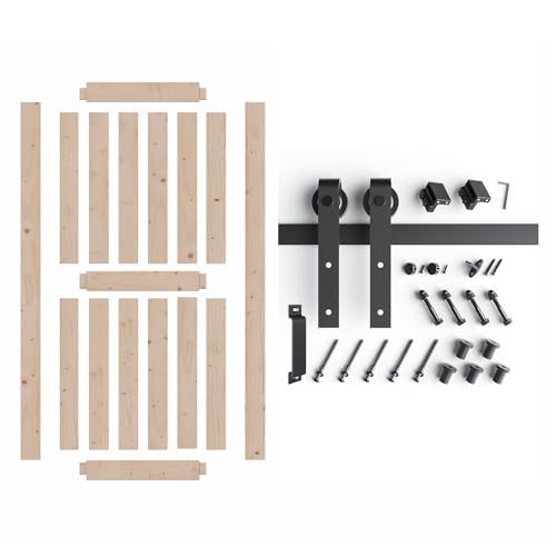 48in x 80in Sliding Wood Barn Door with 8FT Barn Door Hardware Kit B967