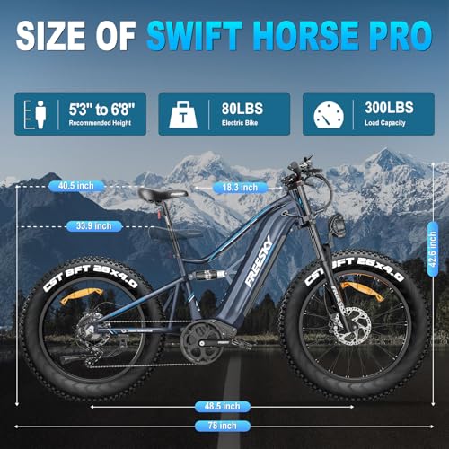 26" Fat Tire Full Suspension Electric Mountain Bike with 48V 30Ah Battery K19616