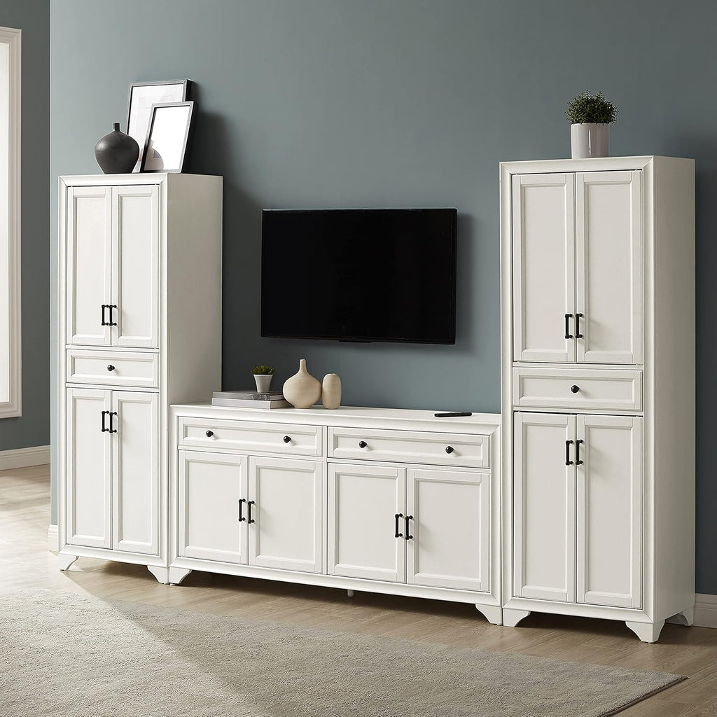 Distressed White 3-Piece Entertainment Set with Sideboard and 2 Storage Cabinets B91608