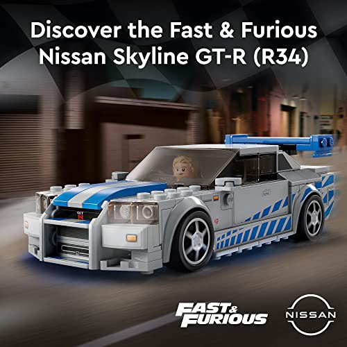 LEGO Speed Champions Nissan Skyline GT-R (R34) Race Car Toy Building Kit with Racer Minifigure F8008