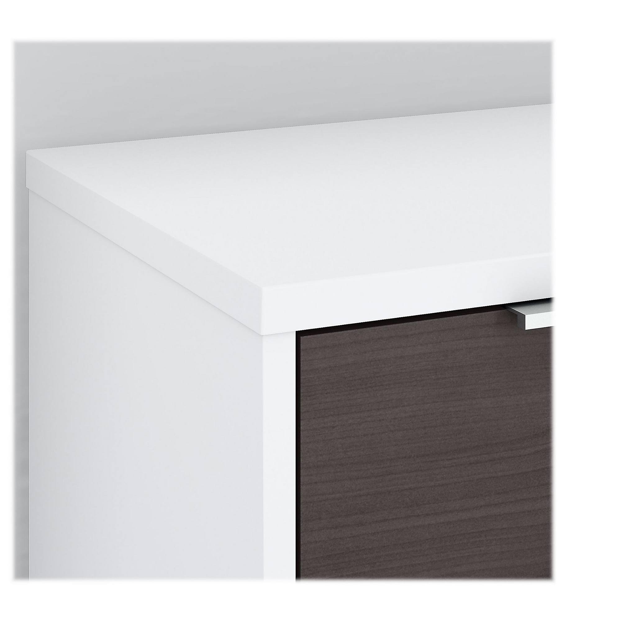 Storm Gray White Low Storage Cabinet with Doors and Shelves T441544