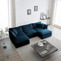 U Shaped Convertible Modular Sectional Sofa with Movable Ottomans, 5-Seater Deep Seat Chenille Upholstered Sleeper Sofa Y222