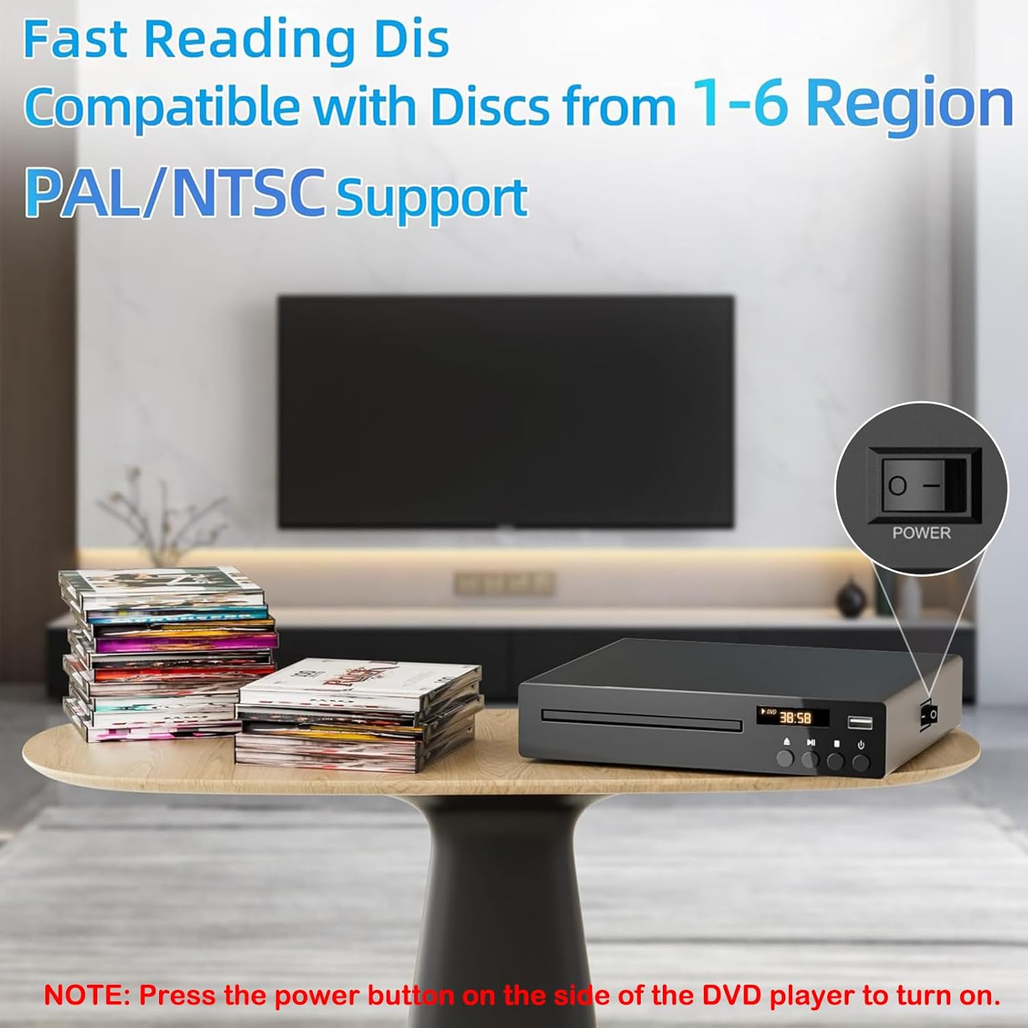 Compact DVD Player with USB Input and HDMI/RCA Output V960