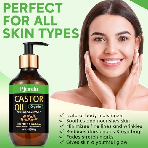 20 fl. oz Organic Cold Pressed Unrefined Pure Castor Oil J202