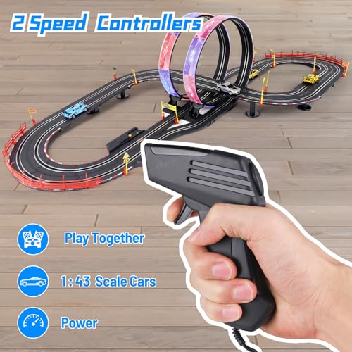 23ft Battery Powered Electric Slot Car Race Track Set with 4 Slot Cars X581
