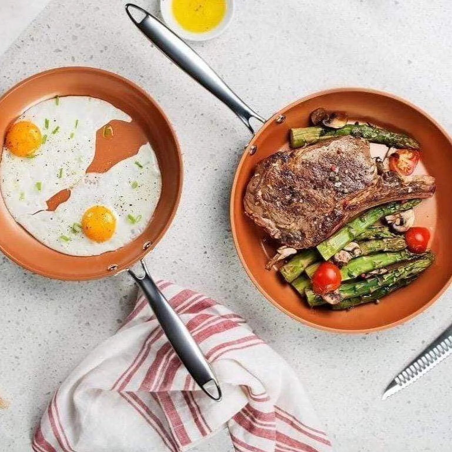 8" 10" 12" Nonstick Ceramic Chef's Skillet Set V2385