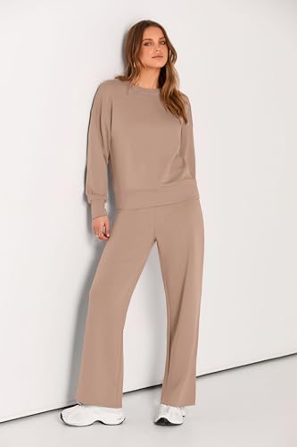 2 Piece Long Sleeve Pullover Tops And Long Pants Lounge Sets V6574