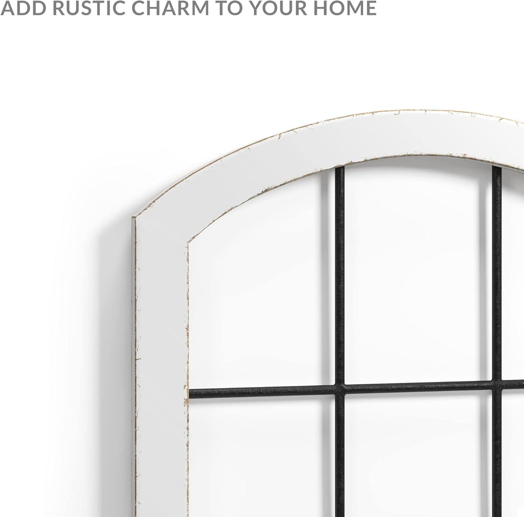 Rustic Wood and Metal Window Frame Wall Decor, White (2) P16383