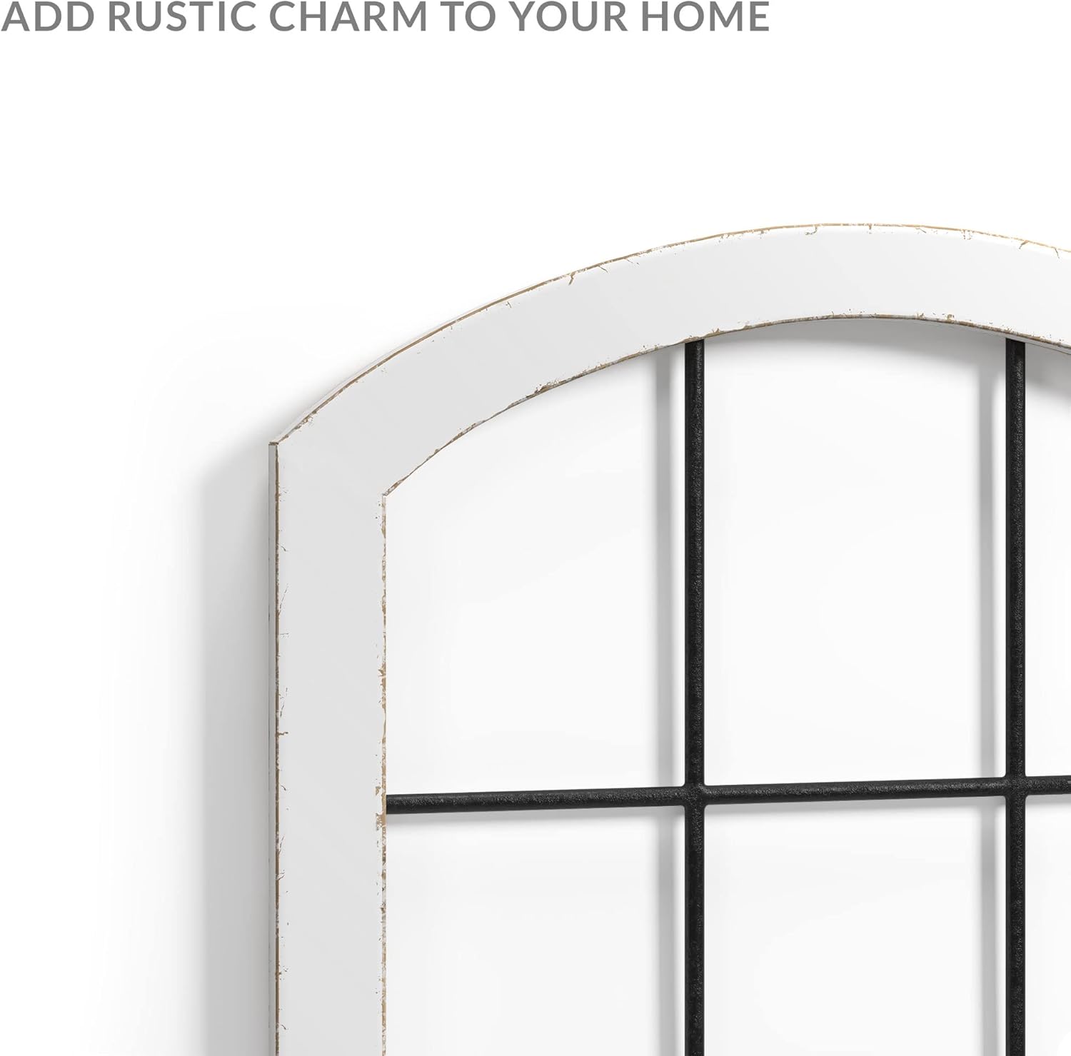 Rustic Wood and Metal Window Frame Wall Decor, White (2) P16383