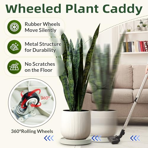 Gray 14 inch Round Plant Caddy with Wheels G2623
