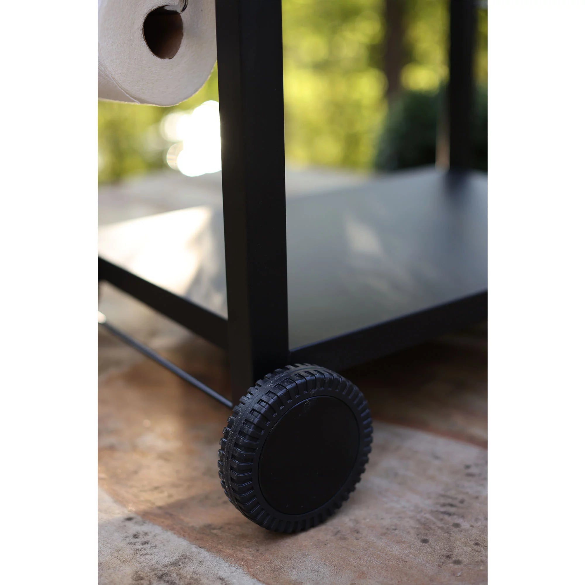 Three-Shelf Stainless Steel Outdoor Dining Cart Table on Wheels P687