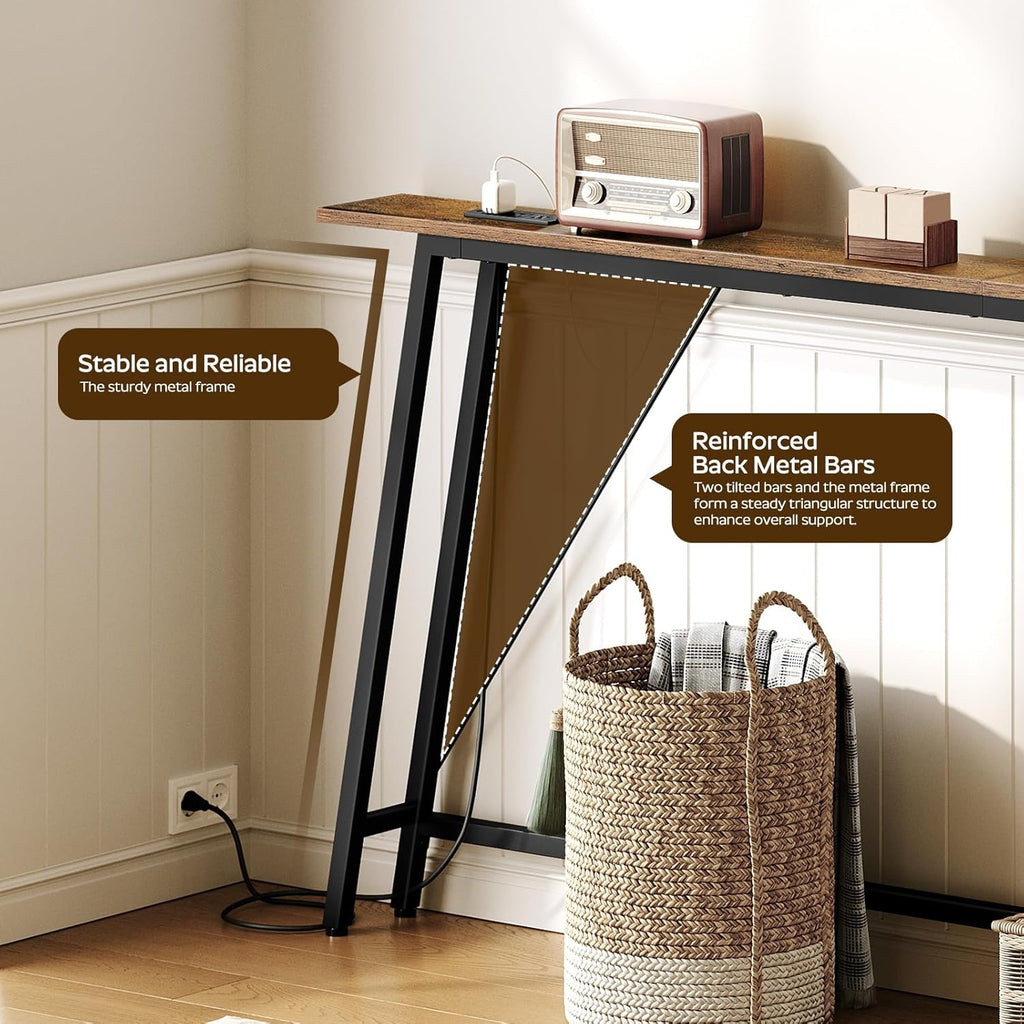 78.7" Console Table and 5.9" Skinny Console Table with Power Outlets Bundle D37646