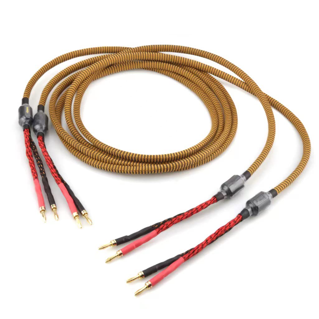 8.20ft 2.5m Nylon Braid Gold Plated Speaker Cable with 8 Banana Plugs Q196