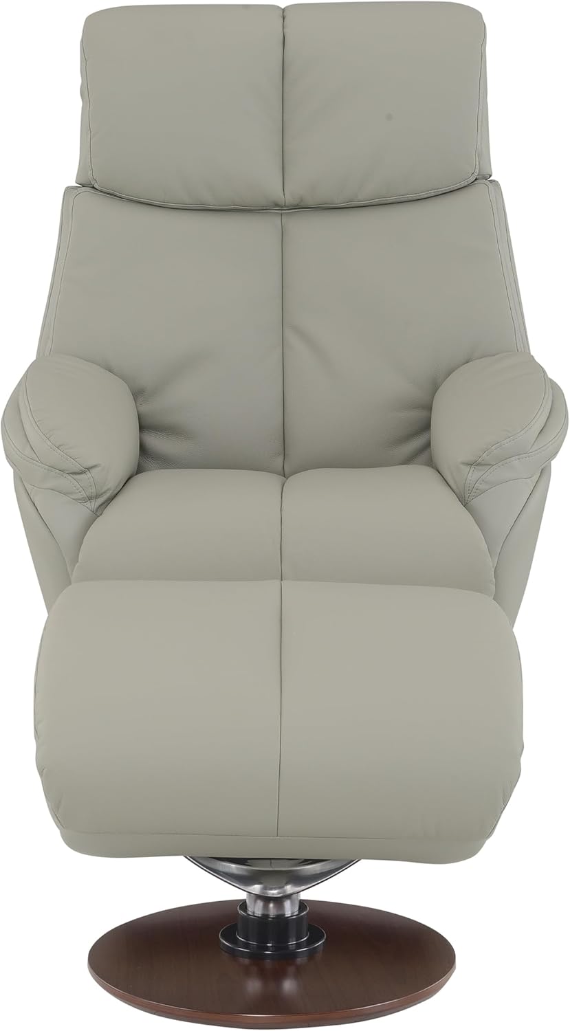 Gray Leather Swivel Chair with Ottoman A931090