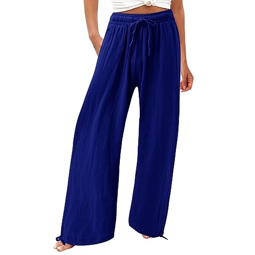Linen Wide Leg Palazzo Pants U9961
