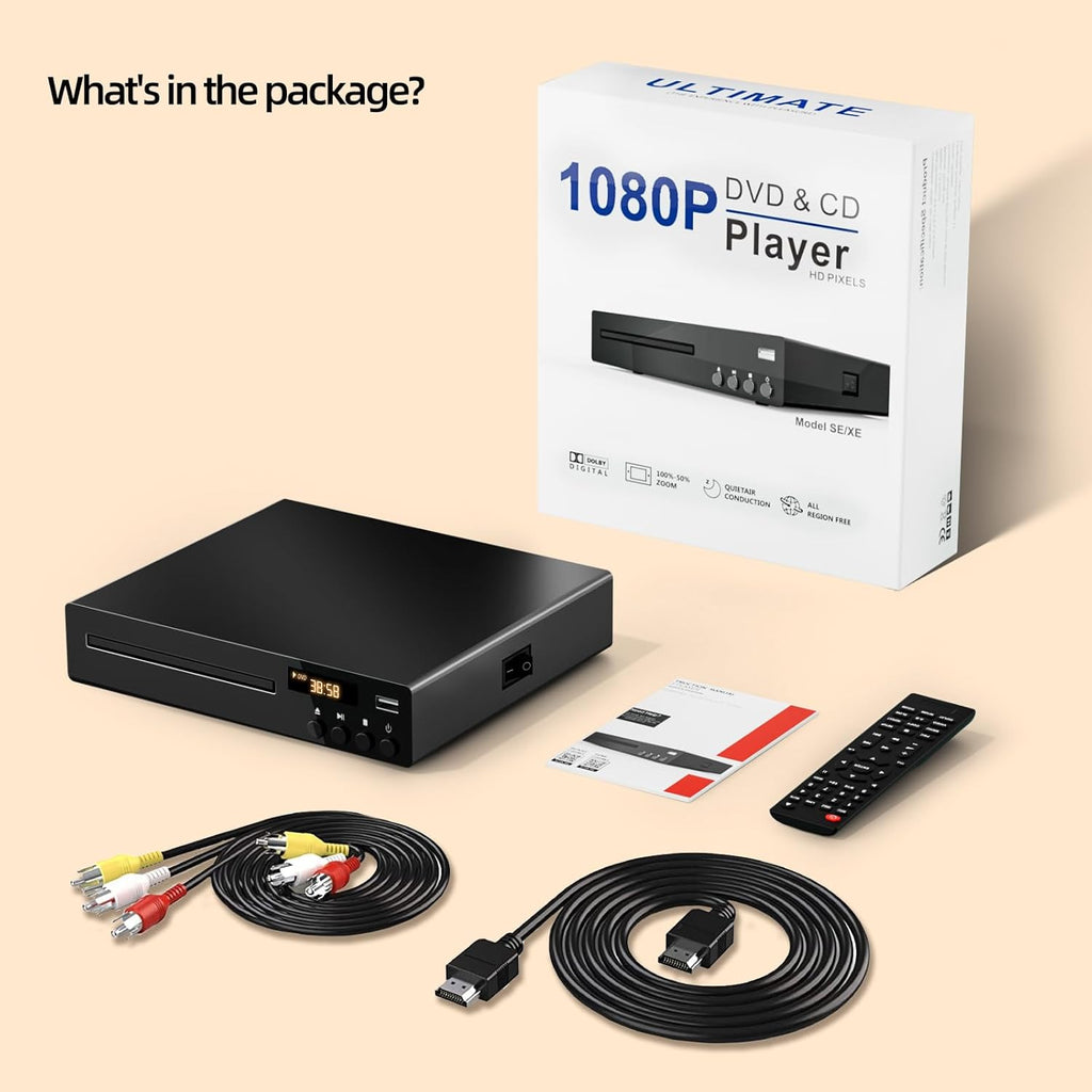 Compact DVD Player with USB Input and HDMI/RCA Output V960