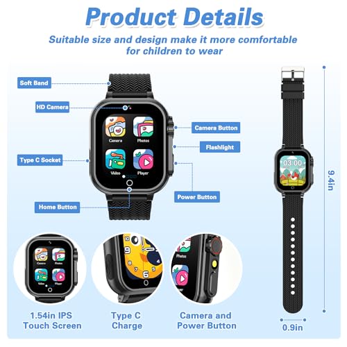 Kids Smart Watch with 32 Puzzle Games Camera Music Player Pedometer H8163