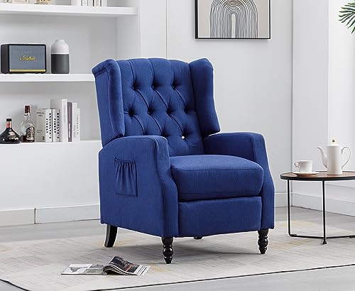 Navy Wingback Recliner Chair Set of 2 M401