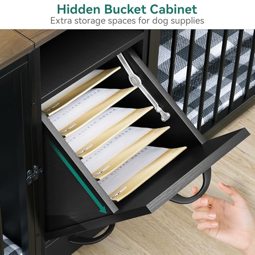 Black Double Dog Kennel Furniture with Divider K888