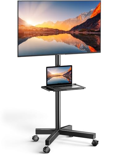 Rolling TV Stand on Wheels for 23-60 Inch TVs, Height-Adjustable with Shelf, Max VESA 400x400mm U191532