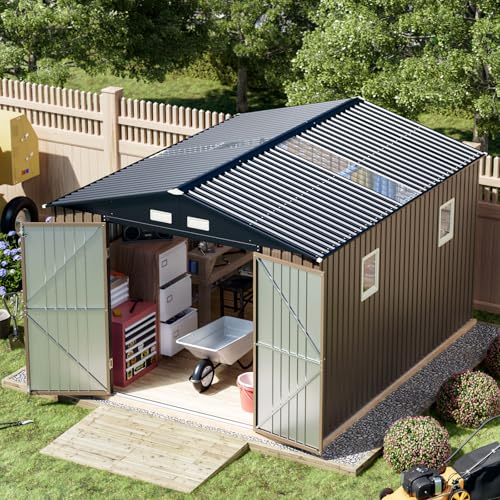 Brown Metal Utility Storage Shed 10 x 12ft F962