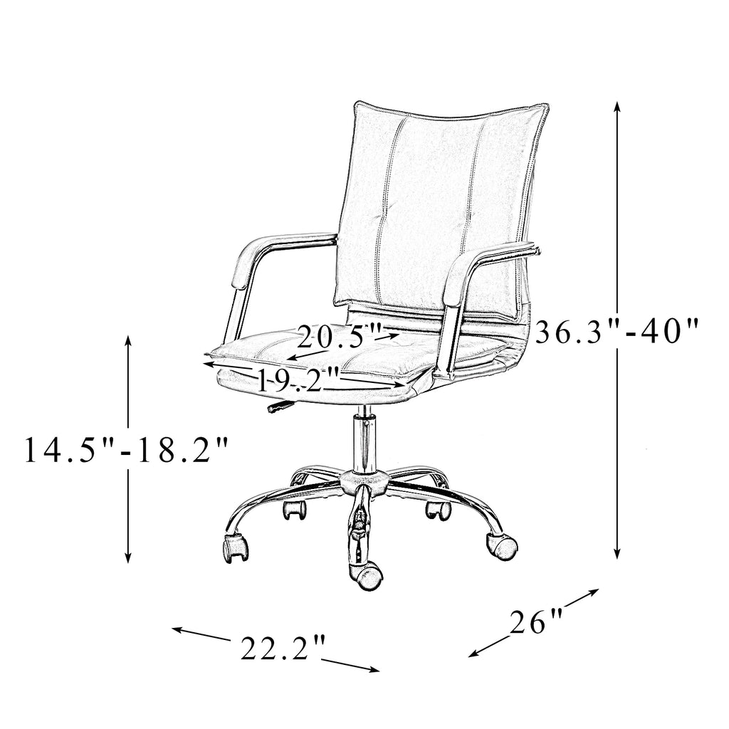 Camel Vegan Leather Task Chair with Tufted Mid Back Armrest Swivel Adjustable F784