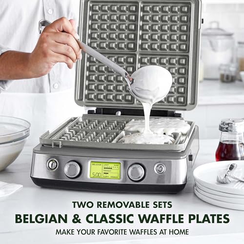 Cream White Ceramic Nonstick Waffle Iron W5023