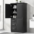 White 3 Door Tall Storage Cabinet with Adjustable Shelves and 3 Drawers H628