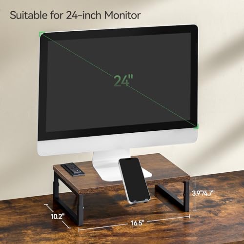 Monitor Stand Riser with Charging, Adjustable Computer Desk Organizer with Phone Holder H132