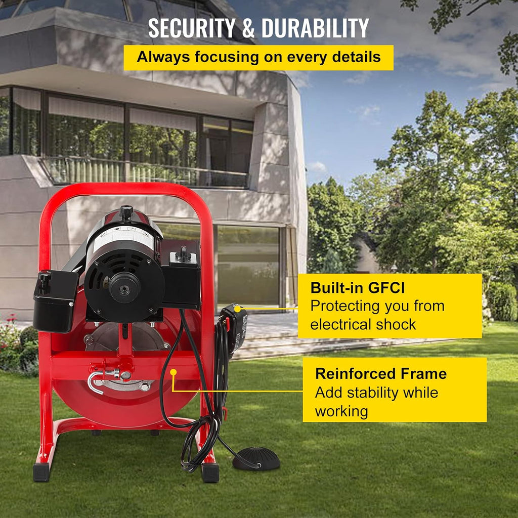 50 Ft x 1/2 Inch Drain Cleaning Machine with 4 Cutters E540