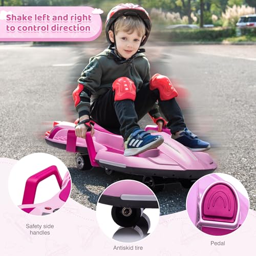 24V Electric Ride On Toy Drift Cart with Side Handlebars C30159