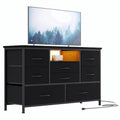 8 Drawer Dresser with Power Outlet and LED, Wood Top L8734
