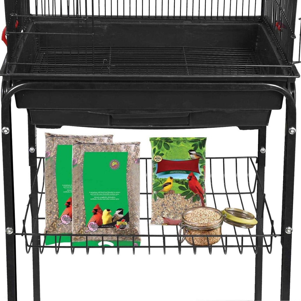 59'' Wrought Iron Bird Cage with Rolling Stand I782