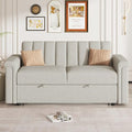 Beige Convertible Sleeper Sofa Bed with Pullout Bed T92457