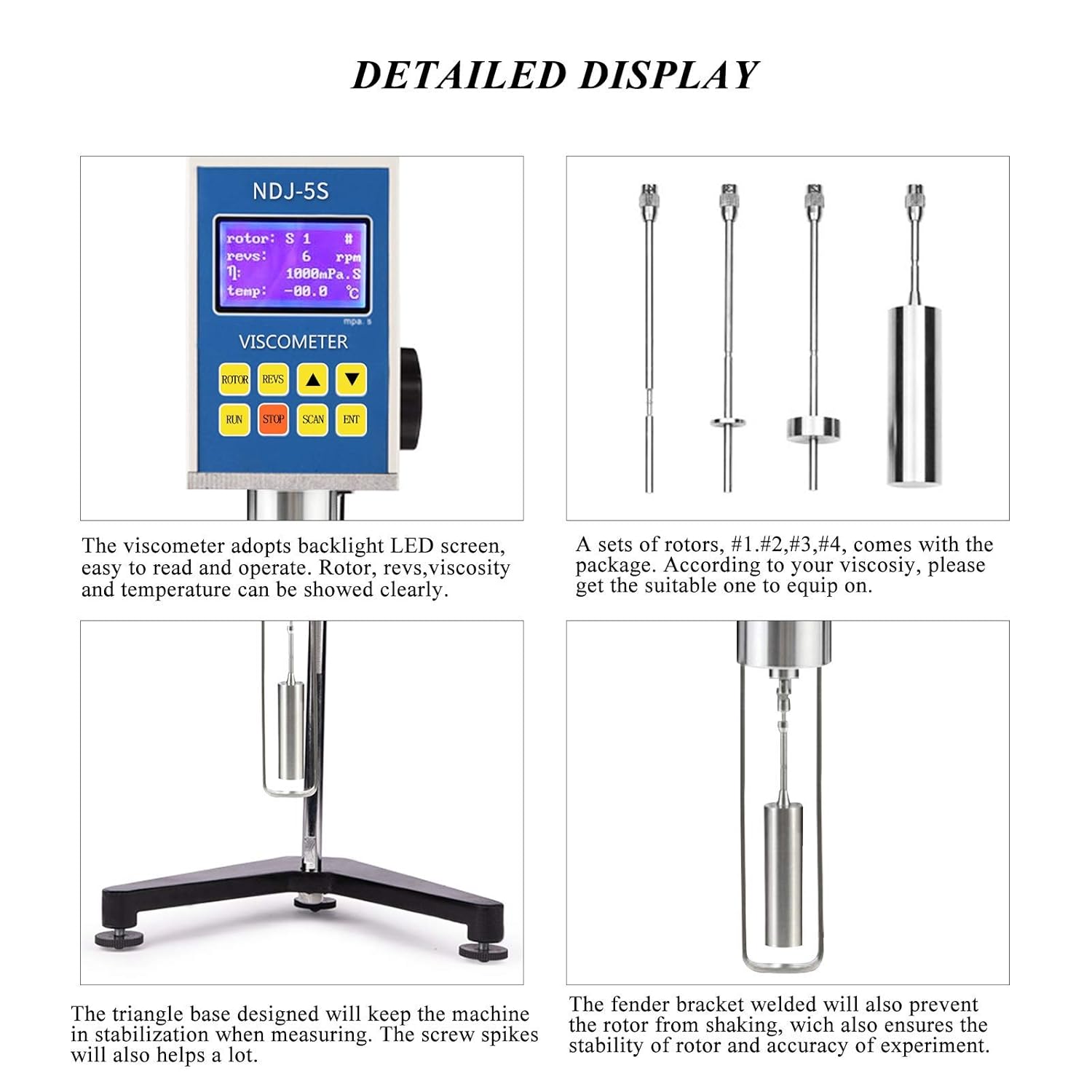 Digital Rotary Viscometer with Temp. Probe 10-6,000,000 mPa.s ±3% 110V A159463