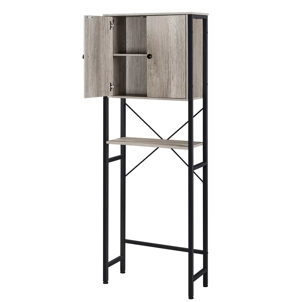 Gray 3-Tier Over the Toilet Storage Cabinet with Shelf J245927