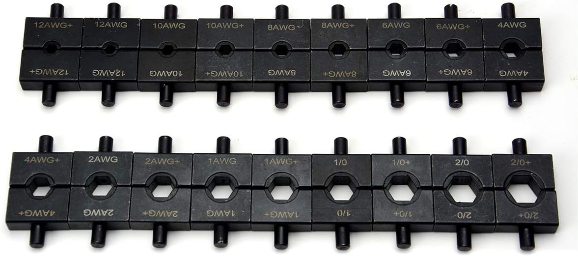 Hydraulic Electrical Cable Crimper Kit with 18 Die Sets 12 AWG - 00 (2/0) 5 US TON K939219