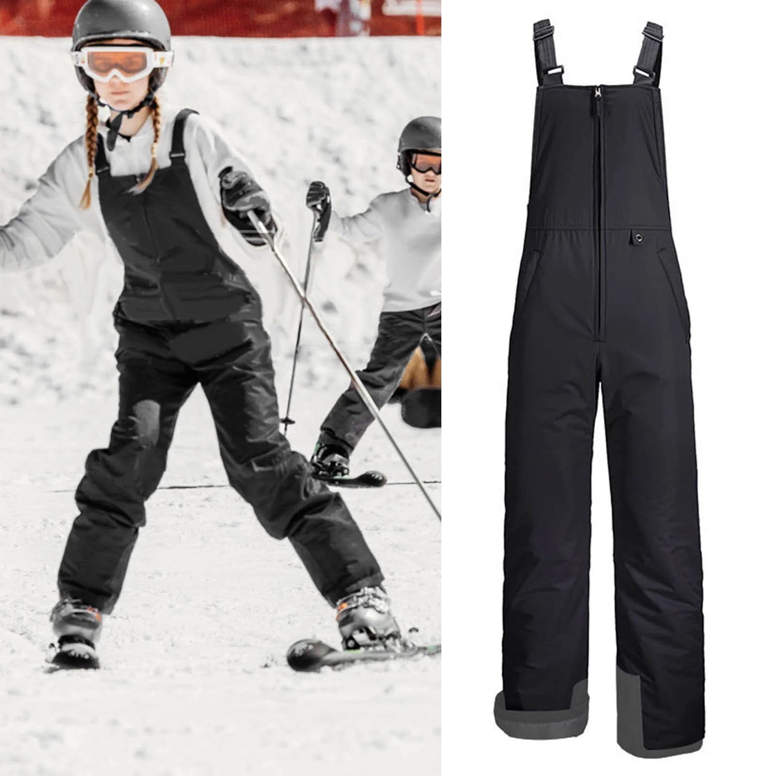 Kids Waterproof Snow Ski Bibs Overalls Long Insulated Ski Pants D961765